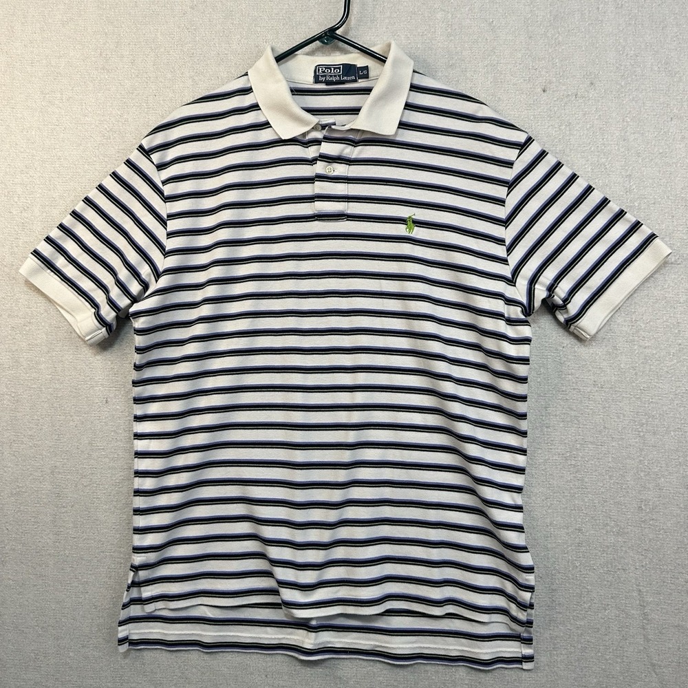 Polo by‎ Ralph Lauren Polo Shirt Men's Large Casual Striped Short Sleeve Flawed
